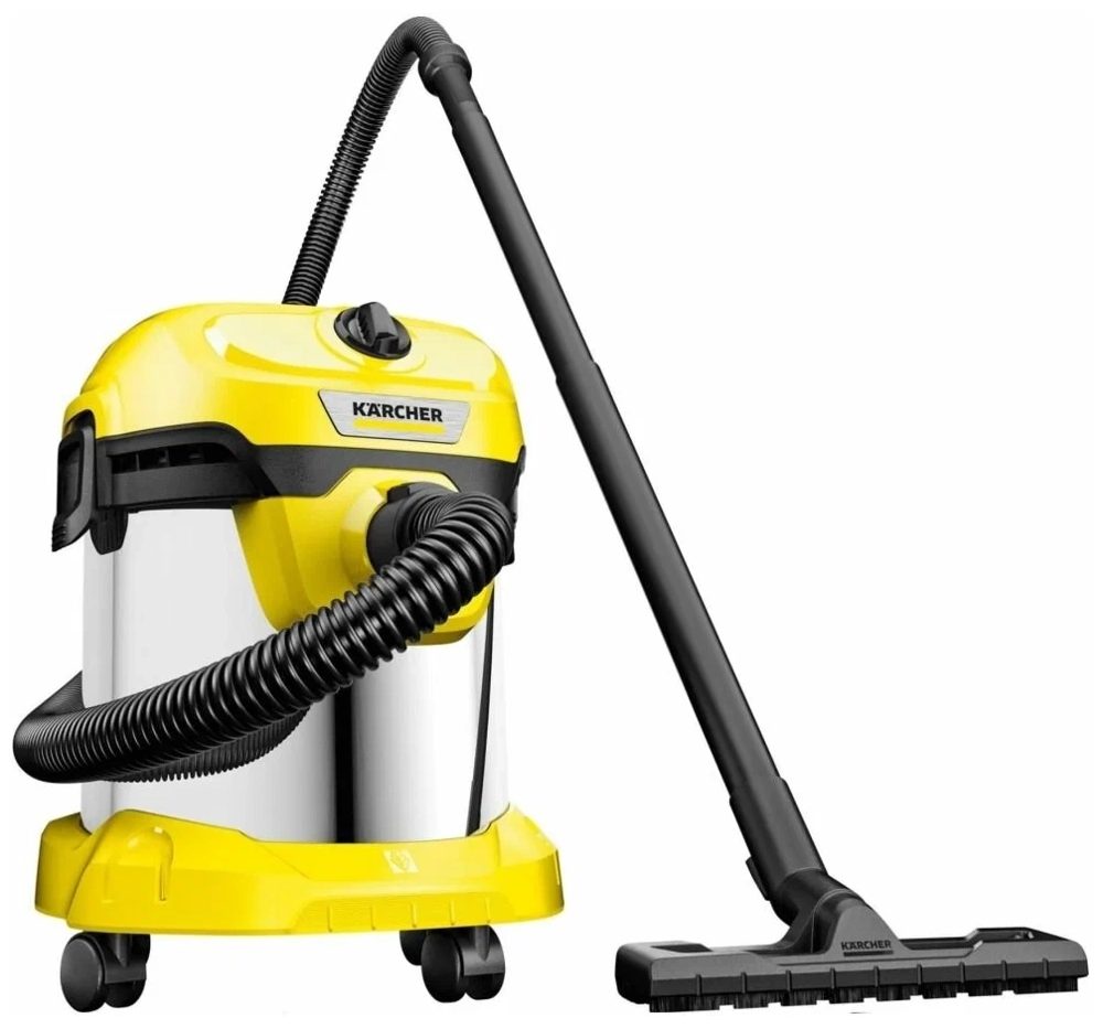 Купить Строительный пылесос Karcher WD 2 Plus S V-15/4/18 1000Вт (уборка:  сухая/сбор воды) желтый по низкой цене в Москве с доставкой.  Характеристики, отзывы, гарантия | интернет-магазин Alikson