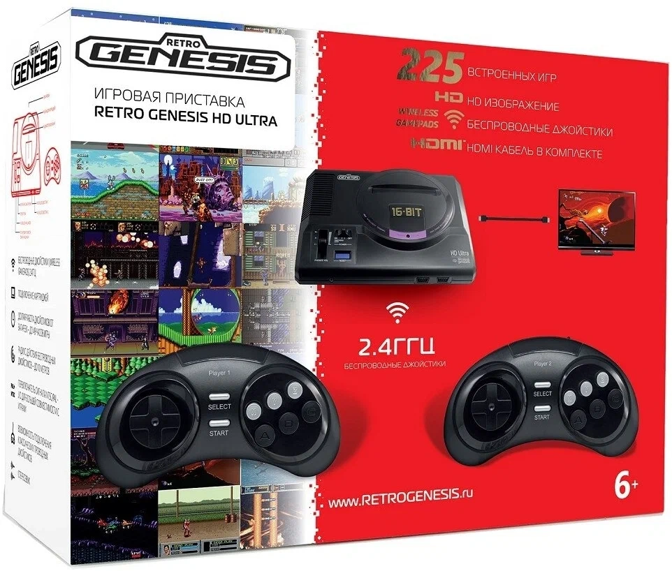 Игровая консоль RETRO GENESIS +225 игр SEGA Retro Genesis HD Ultra купить в  Москве — низкая цена в интернет-магазине alikson: фото, характеристики,  отзывы